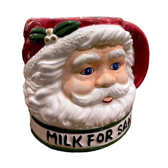 Vtg. A La Carte Santa Claus ‘Milk for Santa’ Handpainted 3D Ceramic Coffee Mug - Picture 2 of 10